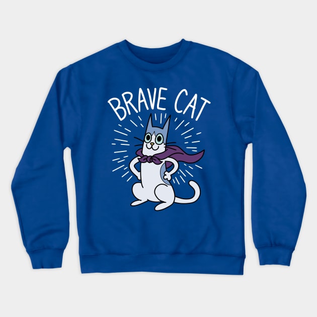 Brave Cat Crewneck Sweatshirt by spacecoyote